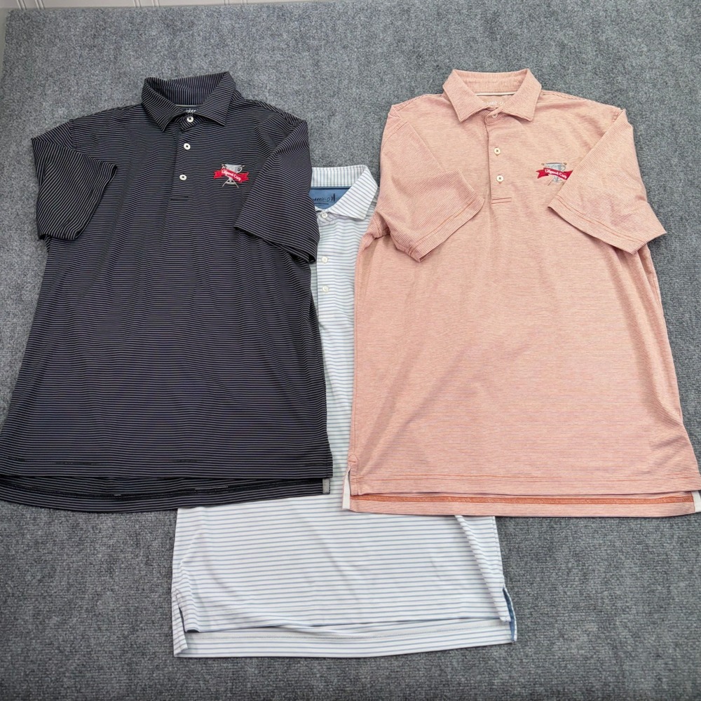 Johnnie O Polo Shirt Mens Small Striped Golf Short Sleeve‎ Performance Lot of 3